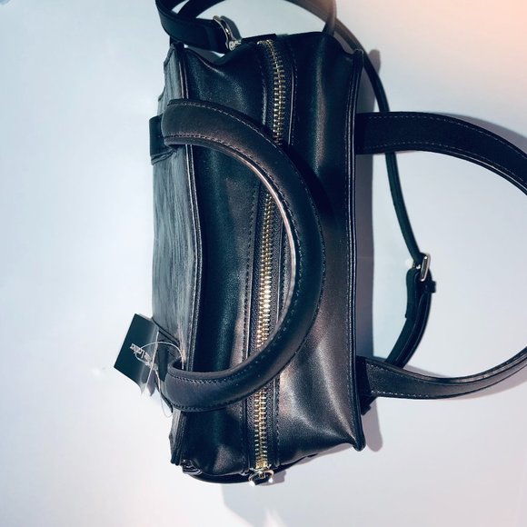 NWT-SFW Leather crossbody-satchel bag black - Picture 6 of 9